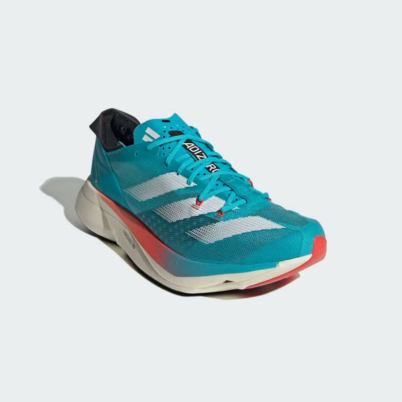 Adidas Men's Adios Pro 3 Road Running Shoes (Lucid Cyan / Cloud White / Bright Red)