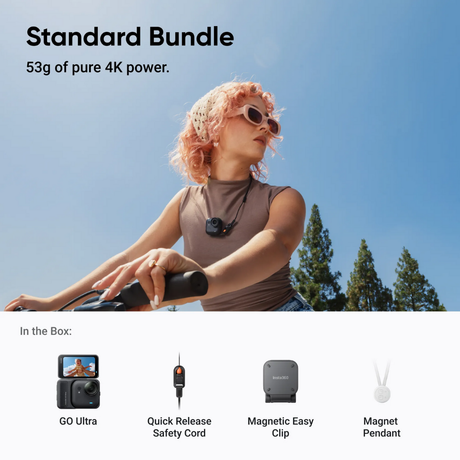 Insta360 - Insta360 GO Ultra Standard Bundle (Tiny Hands-Free 4K Cam) - Cam2 