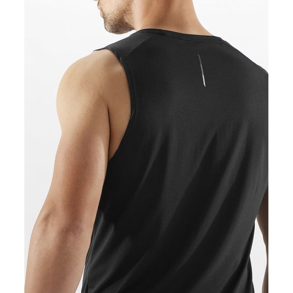 Salomon Men's Cross Run Tank (Deep Black) - Cam2