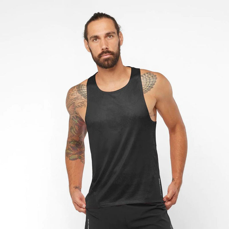 Salomon Men's Sense Aero Singlet Tank (Deep Black)