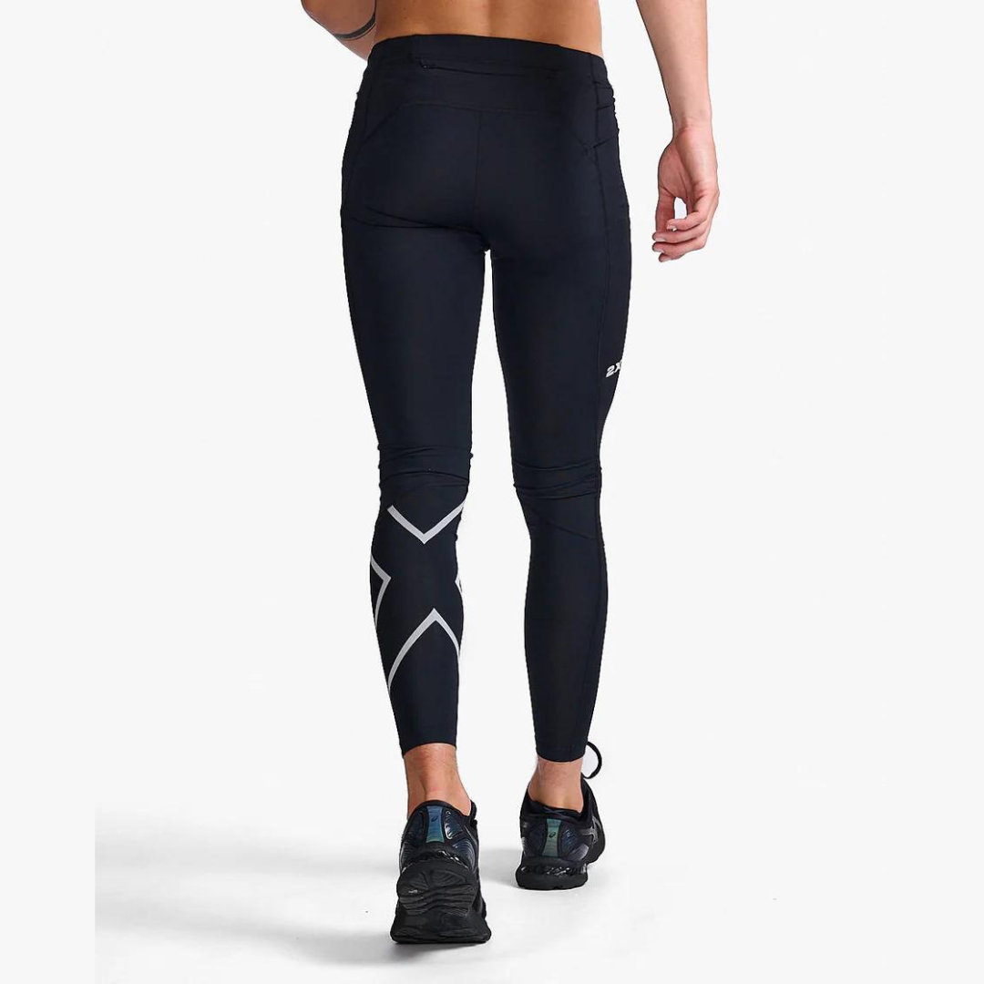 2XU Men's Aero Compression Tights (Black/Silver Refelective)