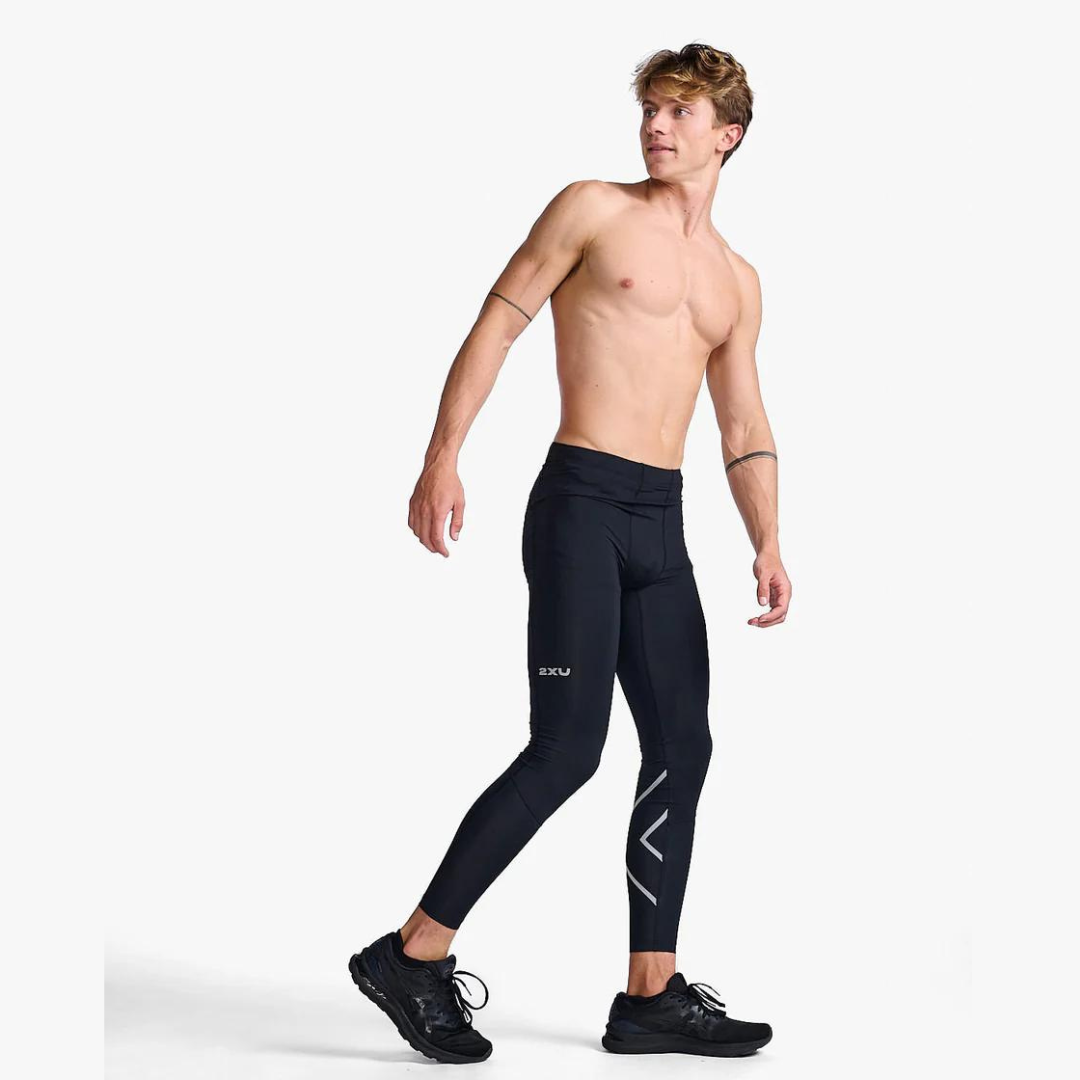 2XU Men's Aero Compression Tights (Black/Silver Refelective)