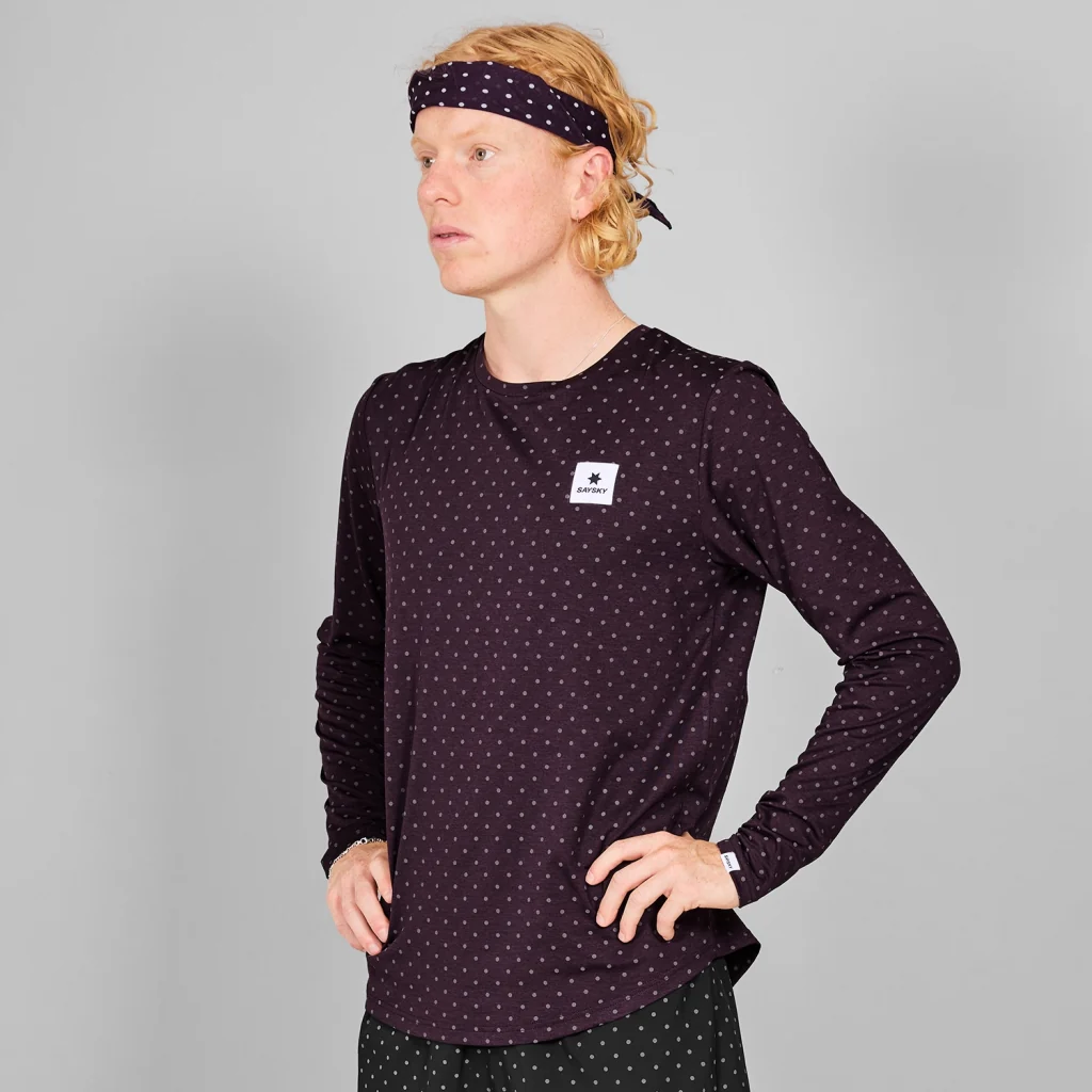 SAYSKY Men's Reflective Polka Pace Long Sleeve