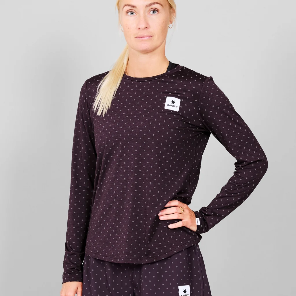 SAYSKY Women's Reflective Polka Pace Long Sleeve