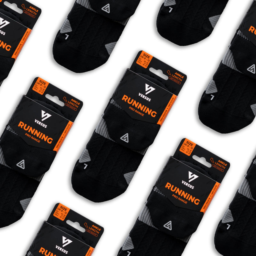 Versus Midnight Black Running Ankle Socks
