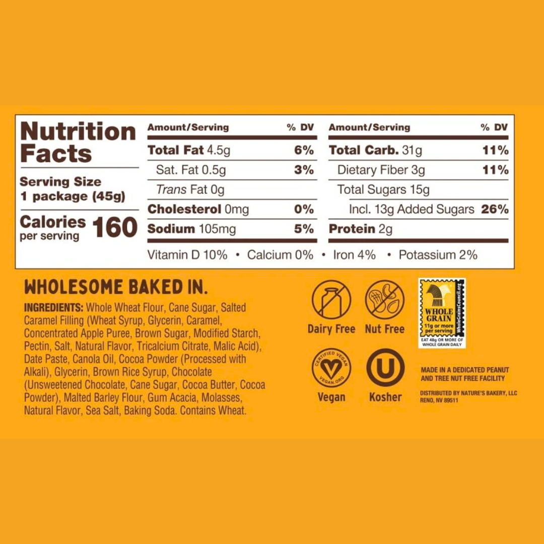 Nature's Bakery Whole Wheat Brownie Bars (Salted Caramel)
