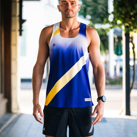 One Running - One Running Men's Victory Speed Tech Singlet (Obsidian) - Cam2 