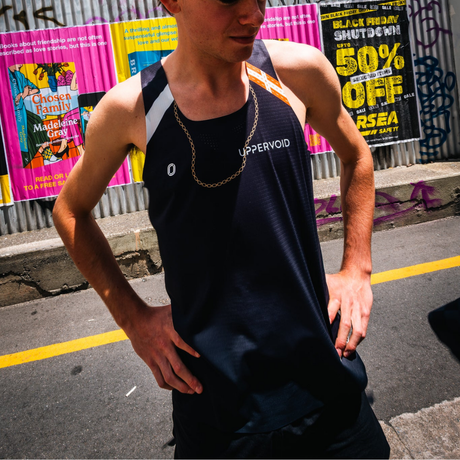 One Running - One Running Men's Victory Speed Tech Singlet OR X Uppervoid - 24k - Cam2 