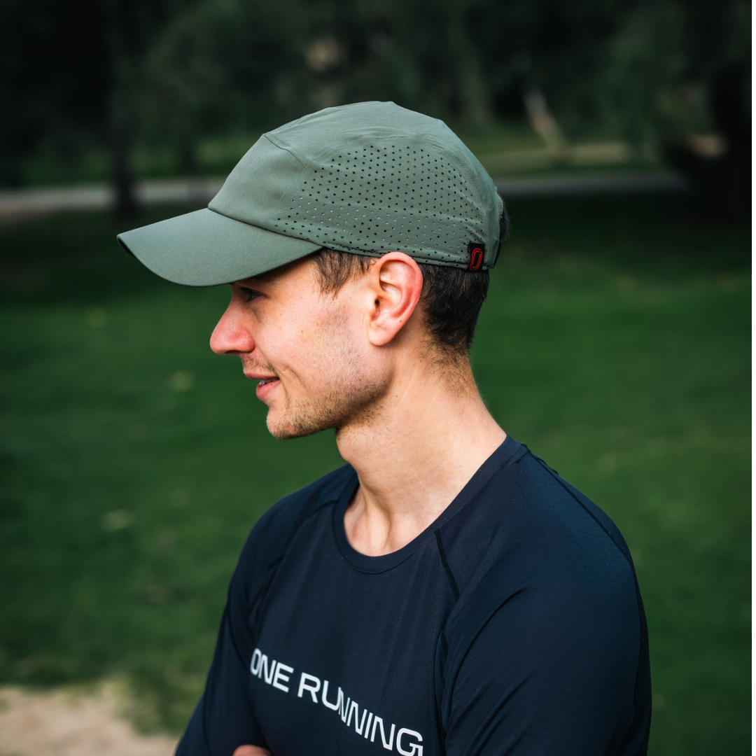 One Running - One Running Performance Running Hat (Olive) - Cam2 