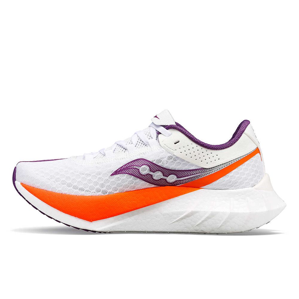 Saucony Women's Endorphin Pro 4 Road Running Shoes (White / Violet) - Cam2