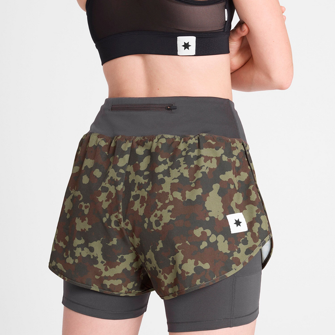SAYSKY Women's Camo Pace 2 in 1 Shorts 3"