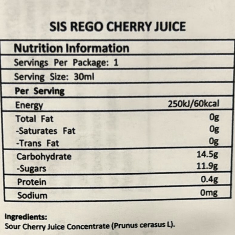 SIS (HKTVMALL) - (HKTVMALL) (3P) SIS Rego Cherry Juice (30ml) - Cam2 