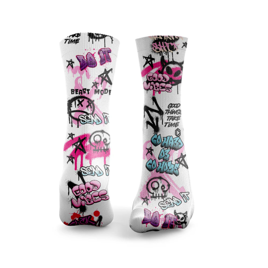 HEXXEE Men's Send It Graffiti Running Socks