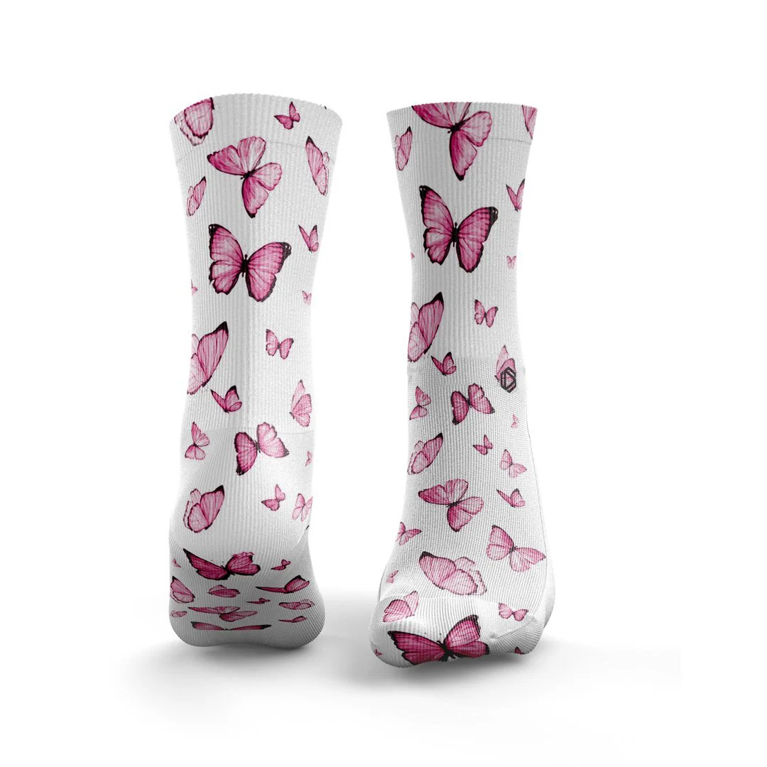 HEXXEE Women's Pink Butterflies Running Socks