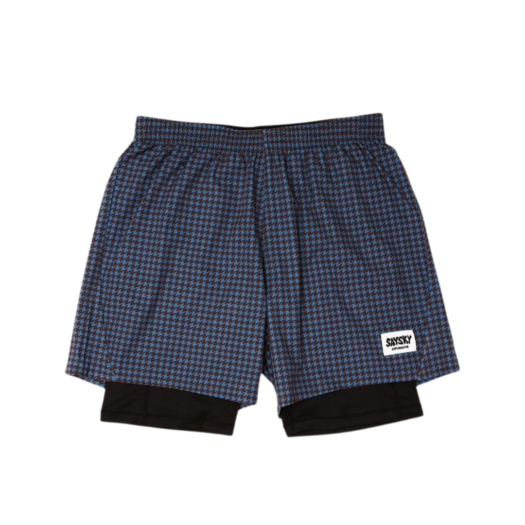 SAYSKY Men's Houndstooth Pace 2 in 1 Shorts 5''
