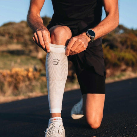 Compressport R2 Oxygen Calf Sleeves (White/ Nebel Grey) - Cam2
