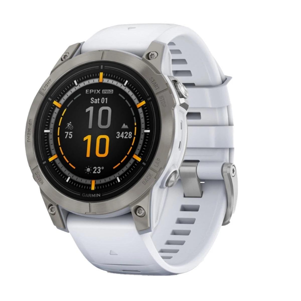 Garmin Epix Pro Gen 2 47mm (Sapphire Titanium with White Silicone) - Cam2