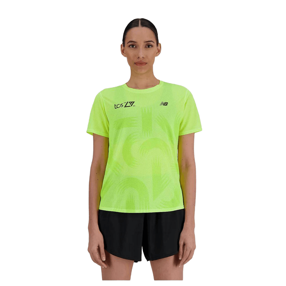 New Balance Women's London Edition Printed NB Athletics Short Sleeve - Cam2
