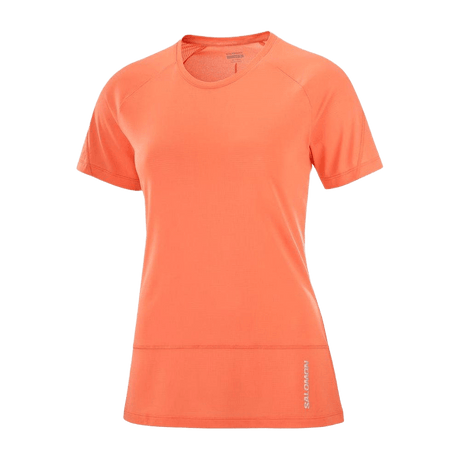 Salomon Women's Cross Run Short Sleeve Tee (Coral) - Cam2