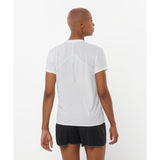 Salomon Women's Sense Aero Short Sleeve T-Shirt GFX - Cam2