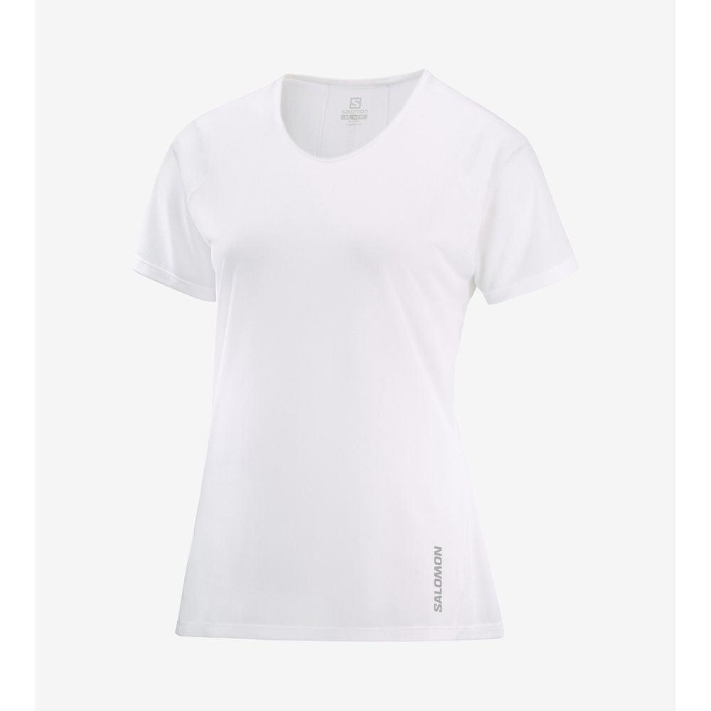 Salomon Women's Sense Aero SS Tee (White) - Cam2