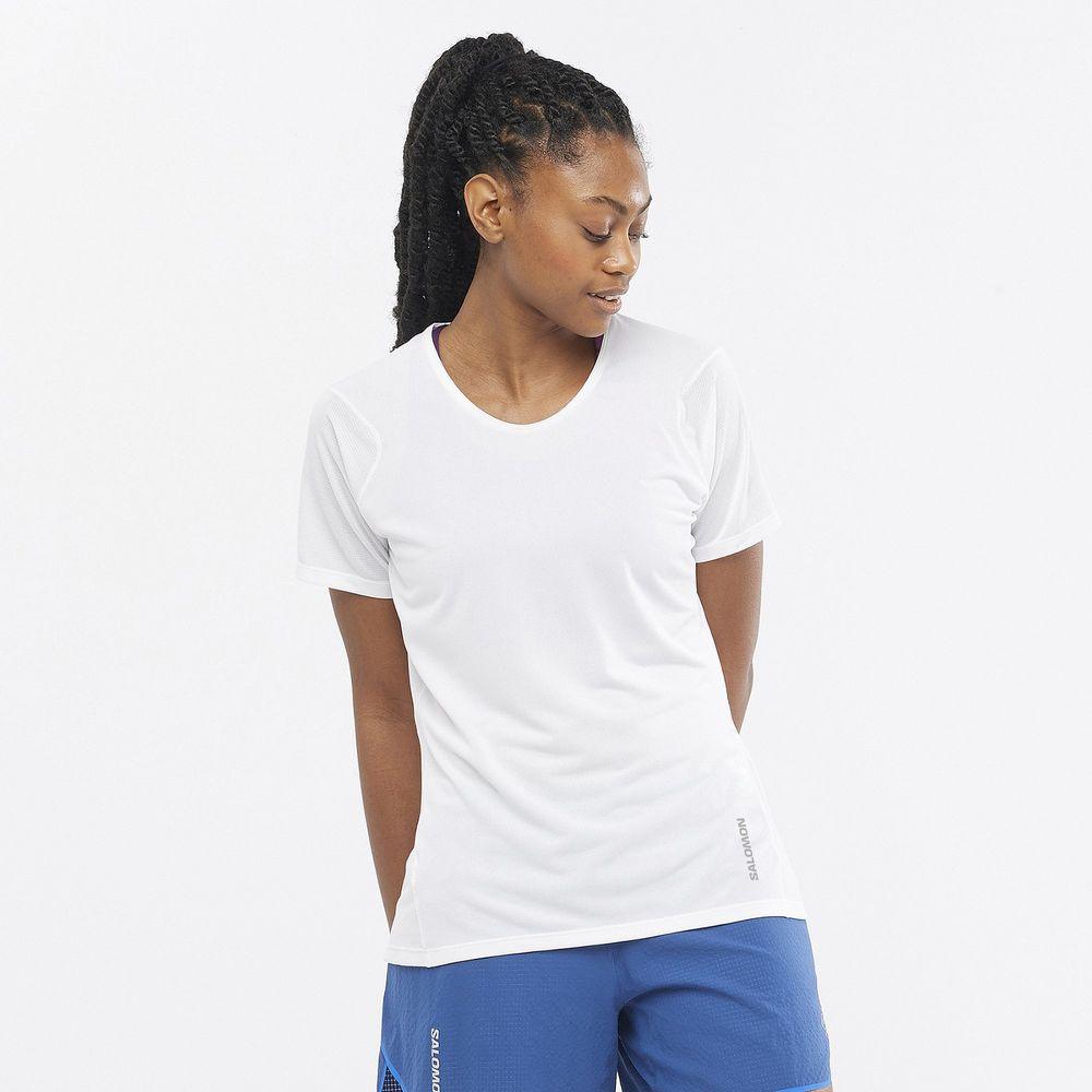 Salomon Women's Sense Aero SS Tee (White) - Cam2