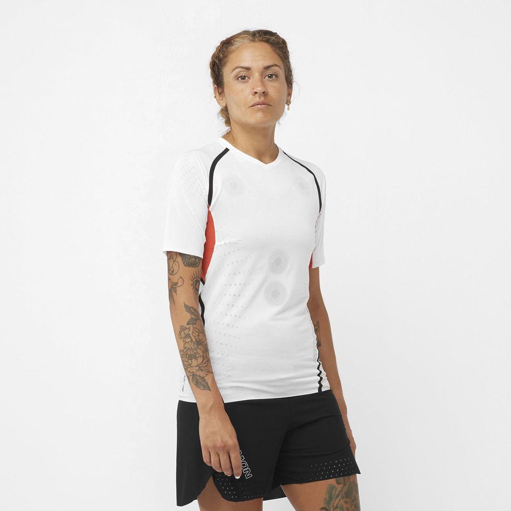 Salomon Women's S/LAB Speed Tee (White) - Cam2