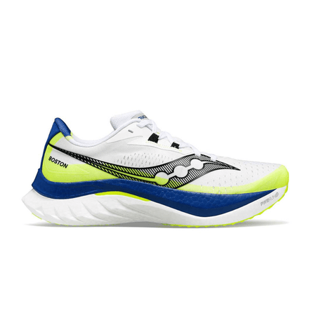 Saucony Men's Boston Endorphin Speed 4 Road Running Shoes (White / Blue) - Cam2