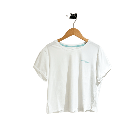 Saucony Women's Sport Short Sleeve Tee (Pearl White) SC1230273A-WT02 - Cam2