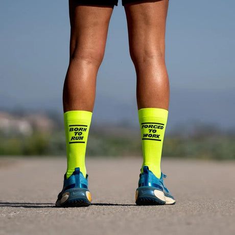 Sporcks Born To Run Yellow Running Socks - Cam2