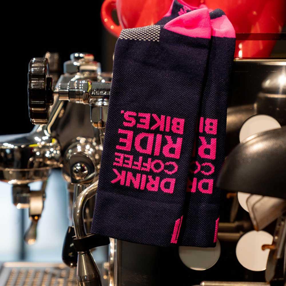 Sporcks Drink Coffee Pink Cycling Socks - Cam2